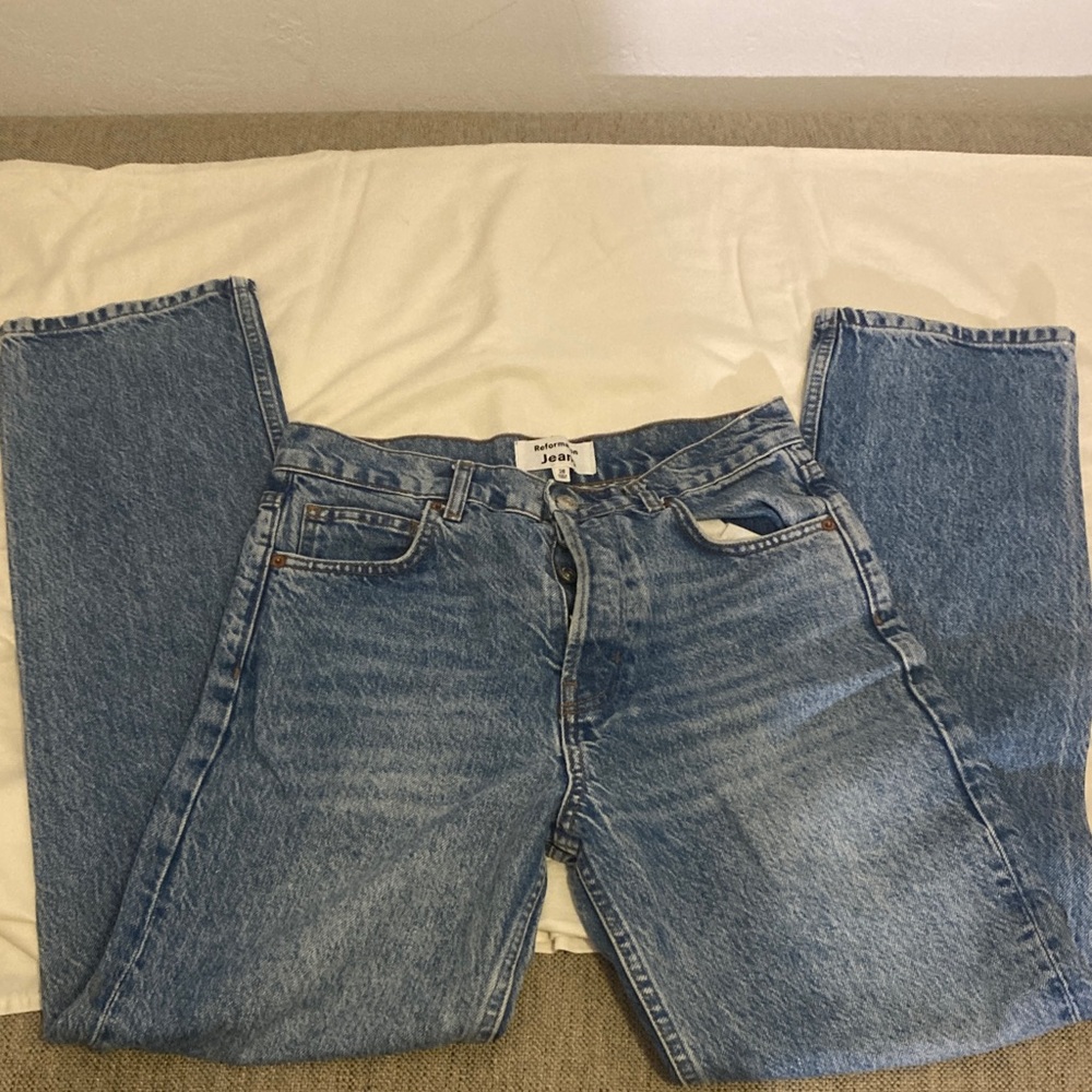 Reformation Light Blue Straight Leg Jeans